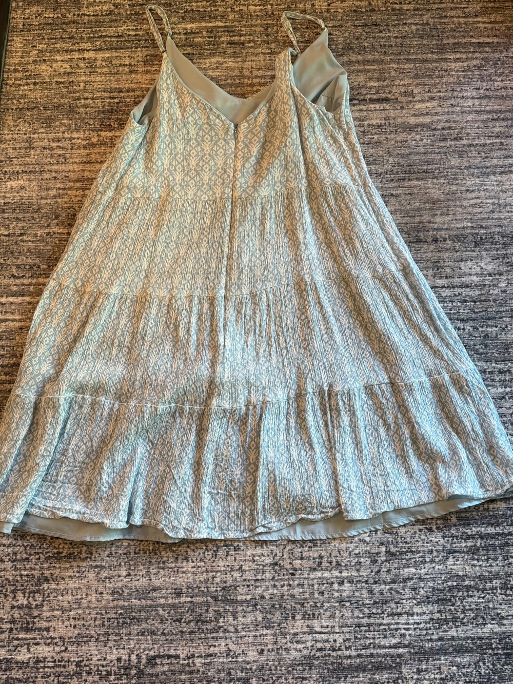 mittoshop Light Blue Printed Tiered Spaghetti-Strap Dress